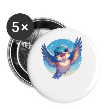 Martin-pêcheur Martin-pêcheur - Lot de 5 grands badges (56 mm) - blanc - Devant