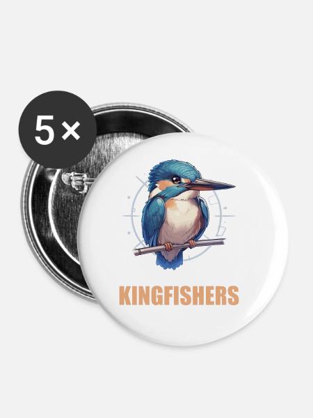 Eisvögel Eisvogel - Buttons groß 56 mm (5er Pack) - Weiß