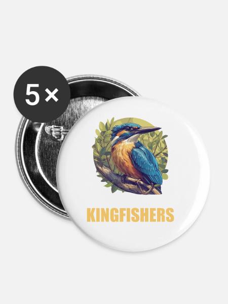 Eisvögel Eisvogel - Buttons groß 56 mm (5er Pack) - Weiß
