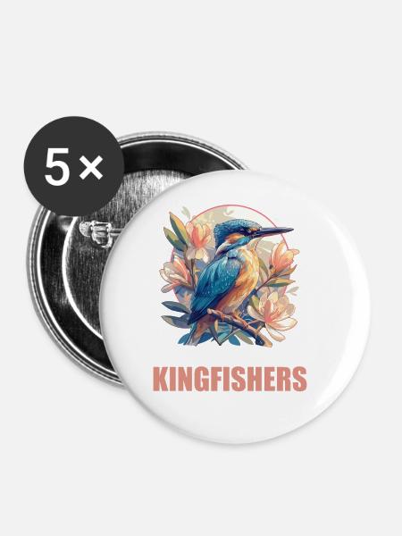 Eisvögel Eisvogel - Buttons groß 56 mm (5er Pack) - Weiß