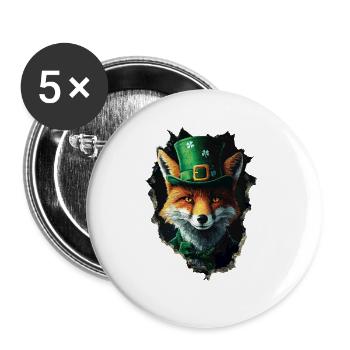 St. Patrick Fuchs - Buttons groß 56 mm (5er Pack) - Weiß - Vorne