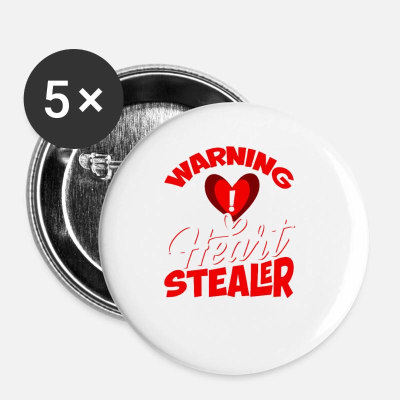 Warning Heartbreaker - Buttons large 2.2''/56 mm (5-pack) - white