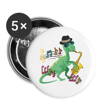 Saxophone T-Rex Jazz - Buttons groß 56 mm (5er Pack) - Weiß - Vorne