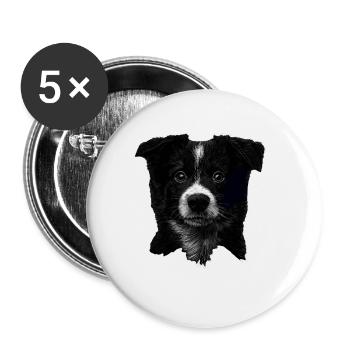 Border Collie - Buttons groß 56 mm (5er Pack) - Weiß - Vorne