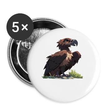 Vulture Geier - Buttons groß 56 mm (5er Pack) - Weiß - Vorne