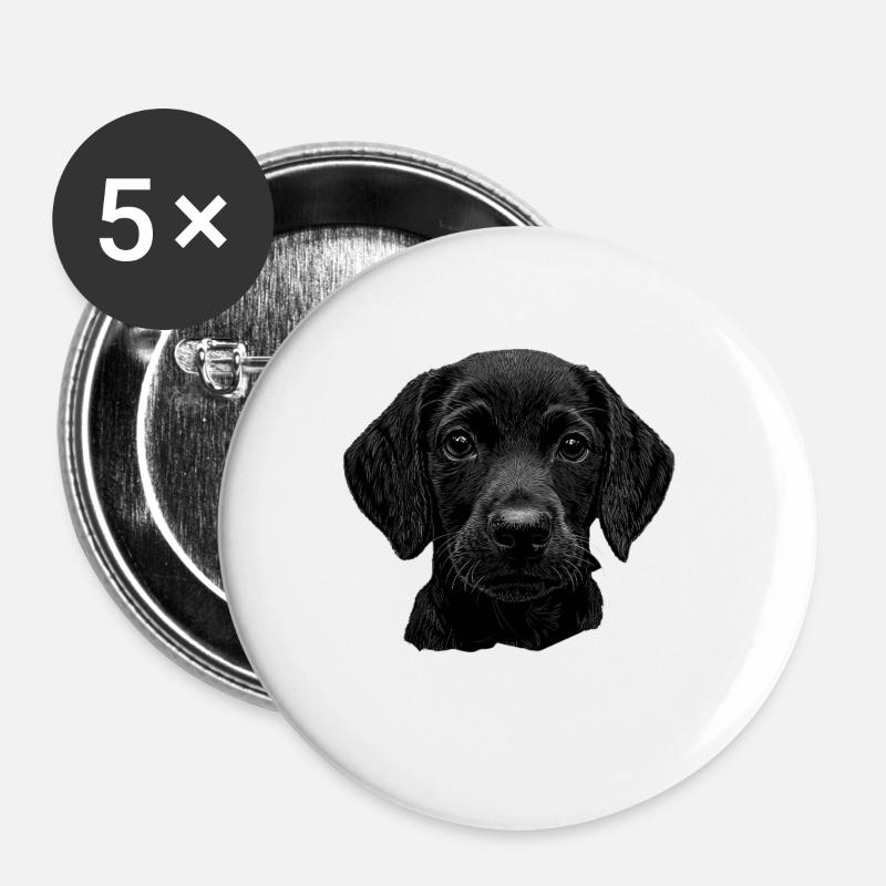 Dackel - Buttons groß 56 mm (5er Pack) - Weiß