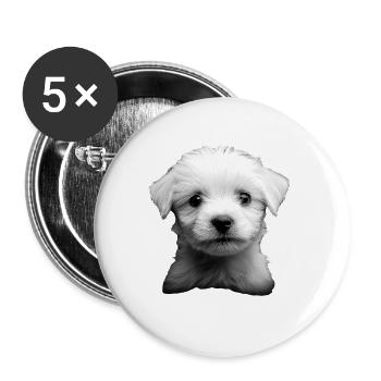 maltesisch - Buttons groß 56 mm (5er Pack) - Weiß - Vorne