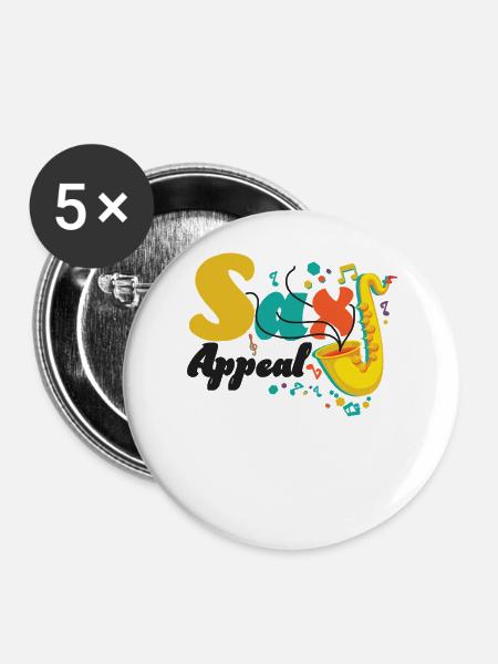 Saxophone Pun Sax Appeal - Buttons groß 56 mm (5er Pack) - Weiß