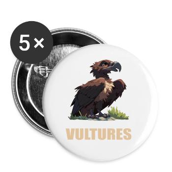 Vulture Geier - Buttons groß 56 mm (5er Pack) - Weiß - Vorne