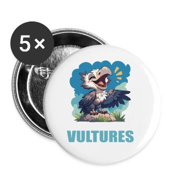 Vulture Geier - Buttons groß 56 mm (5er Pack) - Weiß - Vorne