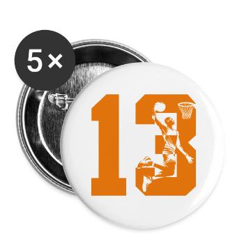 NUMBER 13 BASKETBALL 13TH BIRTHDAY - Buttons large 2.2''/56 mm (5-pack) - white - Front
