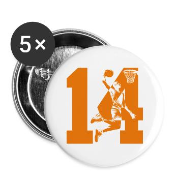 NUMBER 14 BASKETBALL 14TH BIRTHDAY - Buttons large 2.2''/56 mm (5-pack) - white - Front