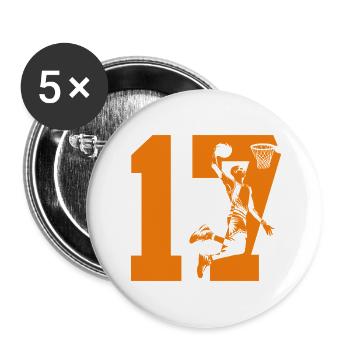 NUMBER 17 BASKETBALL 17TH BIRTHDAY - Buttons large 2.2''/56 mm (5-pack) - white - Front