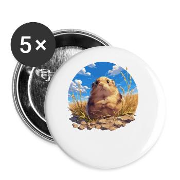 Lemmings Lemming - Buttons large 2.2''/56 mm (5-pack) - white - Front