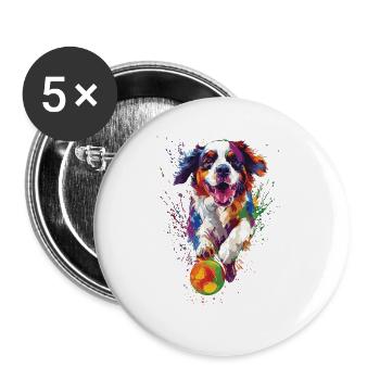 Bernhardiner - Buttons groß 56 mm (5er Pack) - Weiß - Vorne