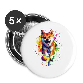 Shiba Inu - Buttons groß 56 mm (5er Pack) - Weiß - Vorne