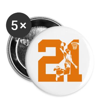 NUMÉRO 21 BASKETBALL 21E ANNIVERSAIRE - Lot de 5 grands badges (56 mm) - blanc - Devant