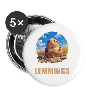 Lemmings Lemming - Buttons large 2.2''/56 mm (5-pack) - white - Front