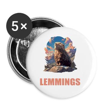 Lemmings Lemming - Buttons large 2.2''/56 mm (5-pack) - white - Front