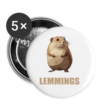 Lemmings Lemming - Buttons large 2.2''/56 mm (5-pack) - white - Front