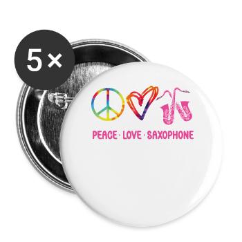 Saxophones Tie Dye Peace Love - Lot de 5 grands badges (56 mm) - blanc - Devant