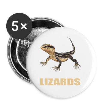 Eidechsen Eidechse - Buttons groß 56 mm (5er Pack) - Weiß - Vorne