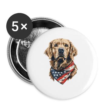 Golden Retriever - Buttons groß 56 mm (5er Pack) - Weiß - Vorne