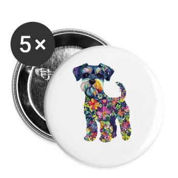 Zwergschnauzer - Buttons groß 56 mm (5er Pack) - Weiß - Vorne