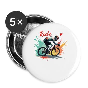 Vélo de route Vélo de route Vélos de route pour les amateurs de cyclisme Motard - Lot de 5 grands badges (56 mm) - blanc - Devant