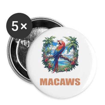 Macaw's Era - Buttons large 2.2''/56 mm (5-pack) - white - Front