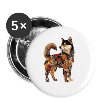 Shiba Inu - Buttons groß 56 mm (5er Pack) - Weiß - Vorne
