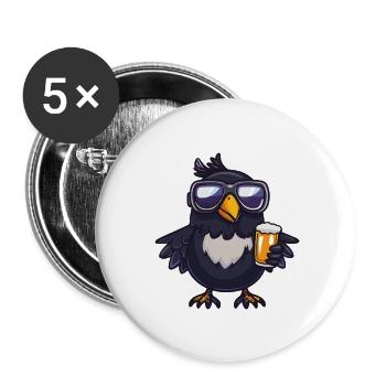 Rabe Krähe Apres Ski Bier Comic - Buttons groß 56 mm (5er Pack) - Weiß - Vorne