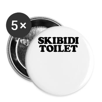 Skibidi Toilette Meme Brainrot Lustige Skibidi Toi - Buttons groß 56 mm (5er Pack) - Weiß - Vorne