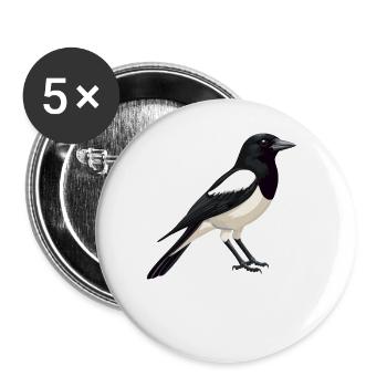 Elstern Elster - Buttons groß 56 mm (5er Pack) - Weiß - Vorne