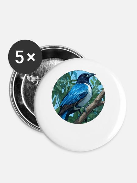 Elstern Elster - Buttons groß 56 mm (5er Pack) - Weiß
