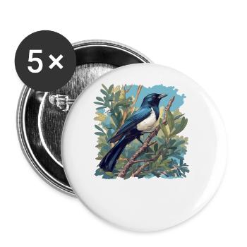 Elstern Elster - Buttons groß 56 mm (5er Pack) - Weiß - Vorne