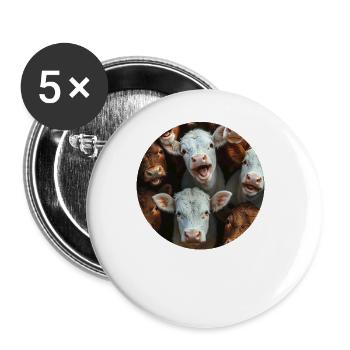 Kuh - Buttons groß 56 mm (5er Pack) - Weiß - Vorne
