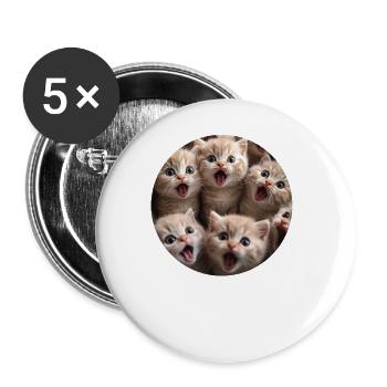 Schottische Faltohrkatze - Buttons groß 56 mm (5er Pack) - Weiß - Vorne