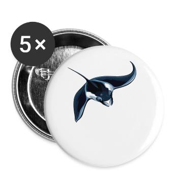 Mantas Manta Rochen - Buttons groß 56 mm (5er Pack) - Weiß - Vorne