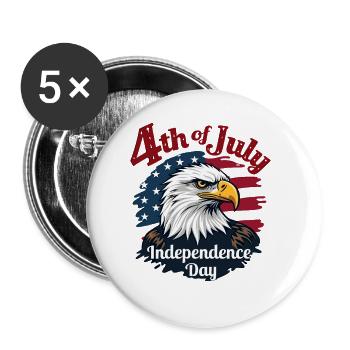 Amerika USA Adler 4th July Independence Day - Buttons groß 56 mm (5er Pack) - Weiß - Vorne