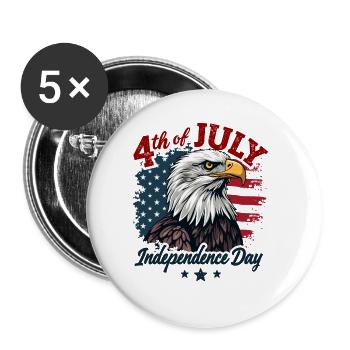 Amerika USA Adler 4th July Independence Day - Buttons groß 56 mm (5er Pack) - Weiß - Vorne