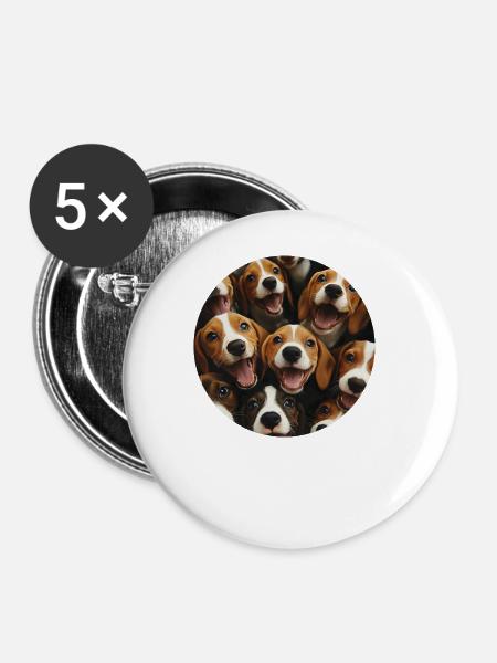 Beagle - Buttons groß 56 mm (5er Pack) - Weiß