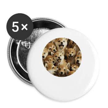 Shiba Inu - Buttons groß 56 mm (5er Pack) - Weiß - Vorne