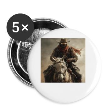 Cowboy - Buttons groß 56 mm (5er Pack) - Weiß - Vorne