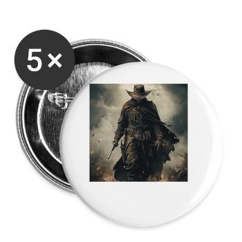 Cowboy - Buttons groß 56 mm (5er Pack) - Weiß - Vorne