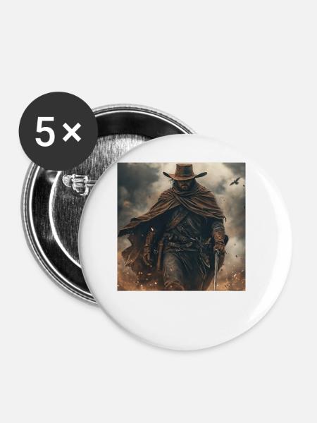 Cowboy - Buttons groß 56 mm (5er Pack) - Weiß