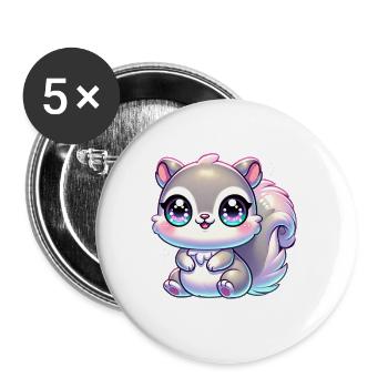 Super Cute Kawaii Baby Squirrel - Buttons groß 56 mm (5er Pack) - Weiß - Vorne