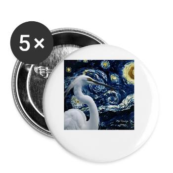 Reiher Vogel - Buttons groß 56 mm (5er Pack) - Weiß - Vorne