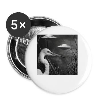 Reiher Vogel - Buttons groß 56 mm (5er Pack) - Weiß - Vorne