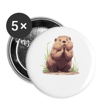 Murmeltiere Murmeltier - Buttons groß 56 mm (5er Pack) - Weiß - Vorne